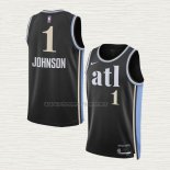 Camiseta Jalen Johnson NO 1 Atlanta Hawks Ciudad 2023-24 Negro