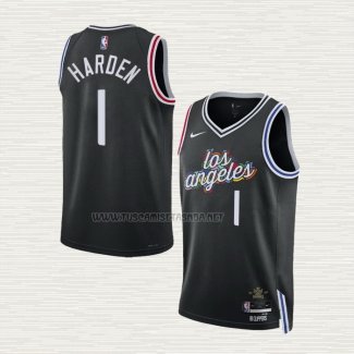 Camiseta James Harden NO 1 Los Angeles Clippers Ciudad Negro