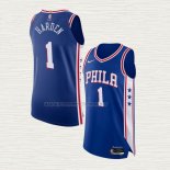 Camiseta James Harden NO 1 Philadelphia 76ers Icon Autentico 2021-2022 Azul