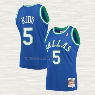 Camiseta Jason Kidd NO 5 Dallas Mavericks Mitchell & Ness 1994-95 Azul
