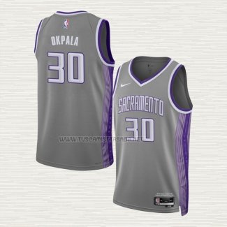 Camiseta KZ Okpala NO 30 Sacramento Kings Ciudad 2022-23 Gris