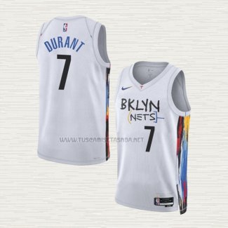 Camiseta Kevin Durant NO 7 Brooklyn Nets Ciudad 2022-23 Blanco