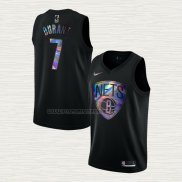 Camiseta Kevin Durant NO 7 Brooklyn Nets Iridescent Logo Negro