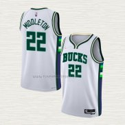 Camiseta Khris Middleton NO 22 Milwaukee Bucks Ciudad 2021-22 Blanco