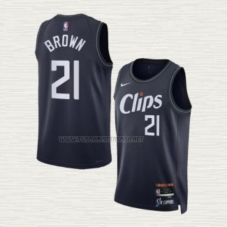 Camiseta Kobe Brown NO 21 Los Angeles Clippers Ciudad 2023-24 Azul