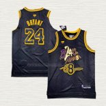 Camiseta Kobe Bryant NO 8 24 Los Angeles Lakers Black Mamba Snakeskin Negro