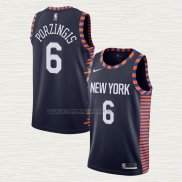 Camiseta Kristaps Porzingis NO 6 New York Knicks Ciudad Edition Azul