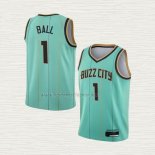 Camiseta LaMelo Ball NO 1 Nino Charlotte Hornets Ciudad 2020-21 Verde