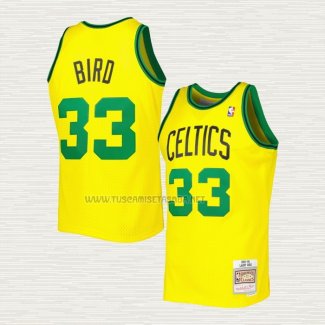 Camiseta Larry Bird NO 33 Boston Celtics Mitchell & Ness 1985-86 Amarillo