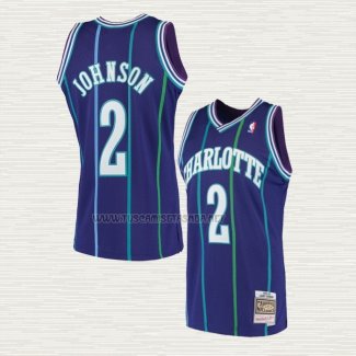 Camiseta Larry Johnson NO 2 Charlotte Hornets Mitchell & Ness 1994-95 Violeta