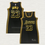 Camiseta Lebron James NO 23 Mujer Los Angeles Lakers Negro