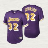 Camiseta Magic Johnson NO 32 Los Angeles Lakers Manga Corta Violeta