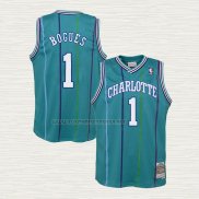 Camiseta Muggsy Bogues NO 1 Charlotte Hornets Hardwood Classics 1992-93 Verde