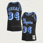 Camiseta NO 34 Los Angeles Lakers Mitchell & Ness 1996-97 Azul Negro Shaquille O'Neal