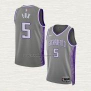 Camiseta NO 5 Sacramento Kings Ciudad 2022-23 Gris De'Aaron Fox