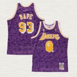 Camiseta NO 93 Los Angeles Lakers Mitchell & Ness Bape Violeta