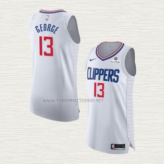 Camiseta Paul George NO 13 Los Angeles Clippers Association Autentico 2020-21 Blanco