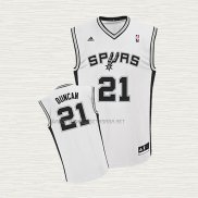 Camiseta Tim Duncan NO 21 San Antonio Spurs Retro Blanco