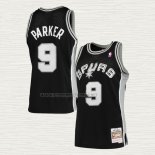 Camiseta Tony Parker NO 9 San Antonio Spurs Mitchell & Ness 2001-02 Negro