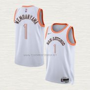 Camiseta Victor Wembanyama NO 1 San Antonio Spurs Ciudad 2023-24 Blanco