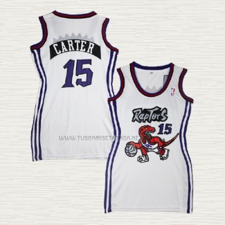 Camiseta Vince Carter NO 15 Mujer Toronto Raptors Blanco