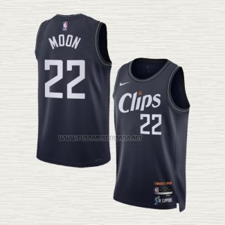 Camiseta Xavier Moon NO 22 Los Angeles Clippers Ciudad 2023-24 Azul