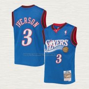 Camiseta Allen Iverson NO 3 Nino Philadelphia 76ers Mitchell & Ness 1999-00 Azul