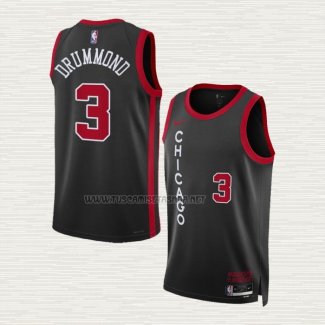 Camiseta Andre Drummond NO 3 Chicago Bulls Ciudad 2023-24 Negro