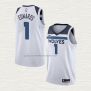 Camiseta Anthony Edwards NO 1 Minnesota Timberwolves Association Blanco