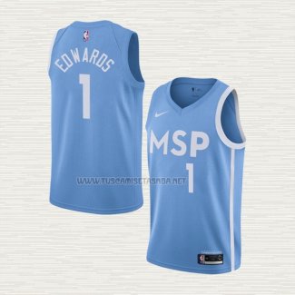 Camiseta Anthony Edwards NO 1 Minnesota Timberwolves Ciudad Azul