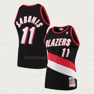 Camiseta Arvydas Sabonis NO 11 Portland Trail Blazers Hardwood Classics Throwback Negro