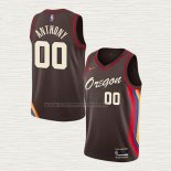 Camiseta Carmelo Anthony NO 00 Portland Trail Blazers Ciudad 2020-21 Marron