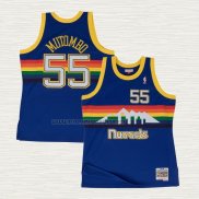 Camiseta Dikembe Mutombo NO 55 Denver Nuggets Hardwood Classics Throwback Azul