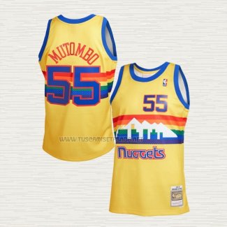 Camiseta Dikembe Mutombo NO 55 Denver Nuggets Mitchell & Ness 1991-92 Amarillo