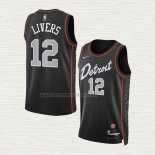 Camiseta Isaiah Livers NO 12 Detroit Pistons Ciudad 2023-24 Negro