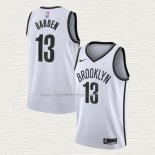 Camiseta James Harden NO 13 Brooklyn Nets Association 2020 Blanco