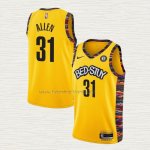 Camiseta Jarrett Allen NO 31 Brooklyn Nets Ciudad 2020-21 Amarillo