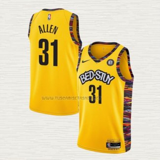 Camiseta Jarrett Allen NO 31 Brooklyn Nets Ciudad 2020-21 Amarillo