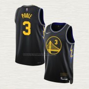 Camiseta Jordan Poole NO 3 Golden State Warriors Ciudad 2021-22 Negro