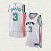 Camiseta Keldon Johnson NO 3 San Antonio Spurs Ciudad 2021-22 Blanco