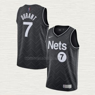 Camiseta Kevin Durant NO 7 Brooklyn Nets Earned 2020-21 Negro