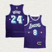 Camiseta Kobe Bryant NO 8 24 Los Angeles Lakers Ciudad Edition 2021-22 Violeta