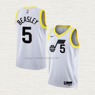 Camiseta Malik Beasley NO 5 Utah Jazz Association 2022-23 Blanco