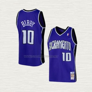 Camiseta Mike Bibby NO 10 Sacramento Kings Mitchell & Ness 2002-03 Violeta