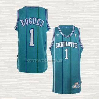 Camiseta Muggsy Bogues NO 1 Charlotte Hornets Retro Azul