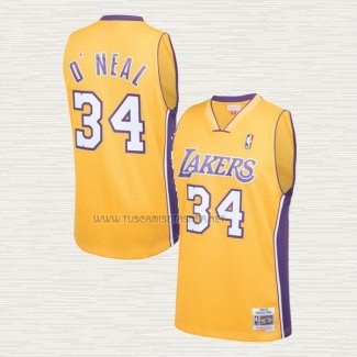 Camiseta NO 34 Los Angeles Lakers Mitchell & Ness 1999-00 Amarillo Shaquille O'Neal