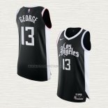 Camiseta Paul George NO 13 Los Angeles Clippers Ciudad Autentico 2020-21 Negro