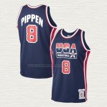 Camiseta Scottie Pippen NO 8 Chicago Bulls USA 1992 Azul
