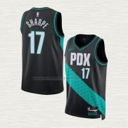 Camiseta Shaedon Sharpe NO 17 Portland Trail Blazers Ciudad 2022-23 Negro