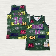 Camiseta Allen Iverson NO 34 Milwaukee Bucks Mitchell & Ness 2000-01 Verde